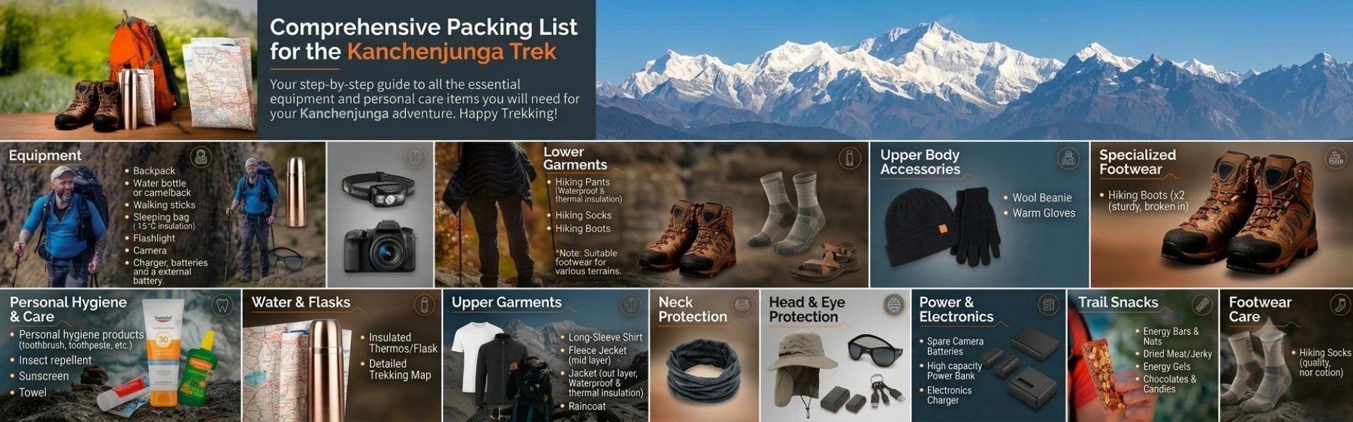 Trekking packing list of Kanchenjunga Trek