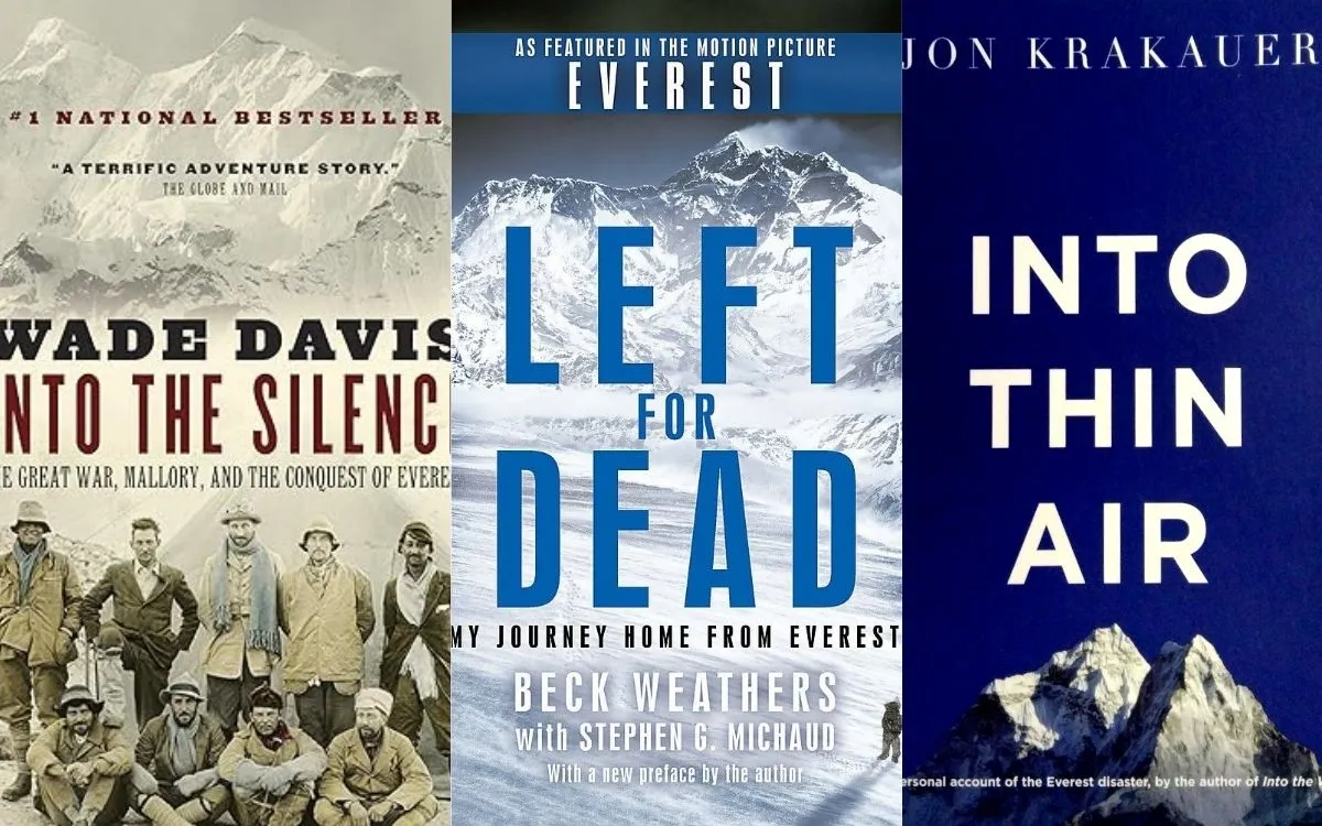 Into the Silence," "Left for Dead," and "Into Thin Air" - classic Everest literature