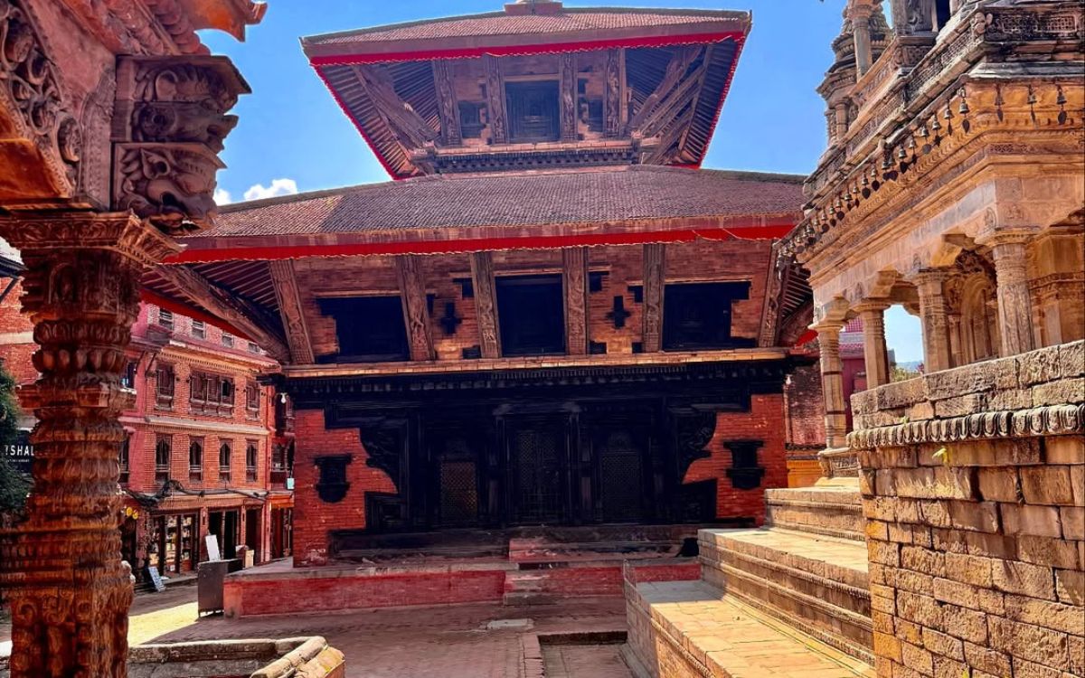 Traditional pagoda temple at Taumadhi Square near Bhaktapur Durbar Square