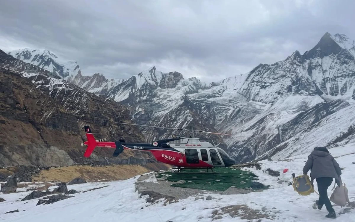 Helicopter in Annapurna Base Camp