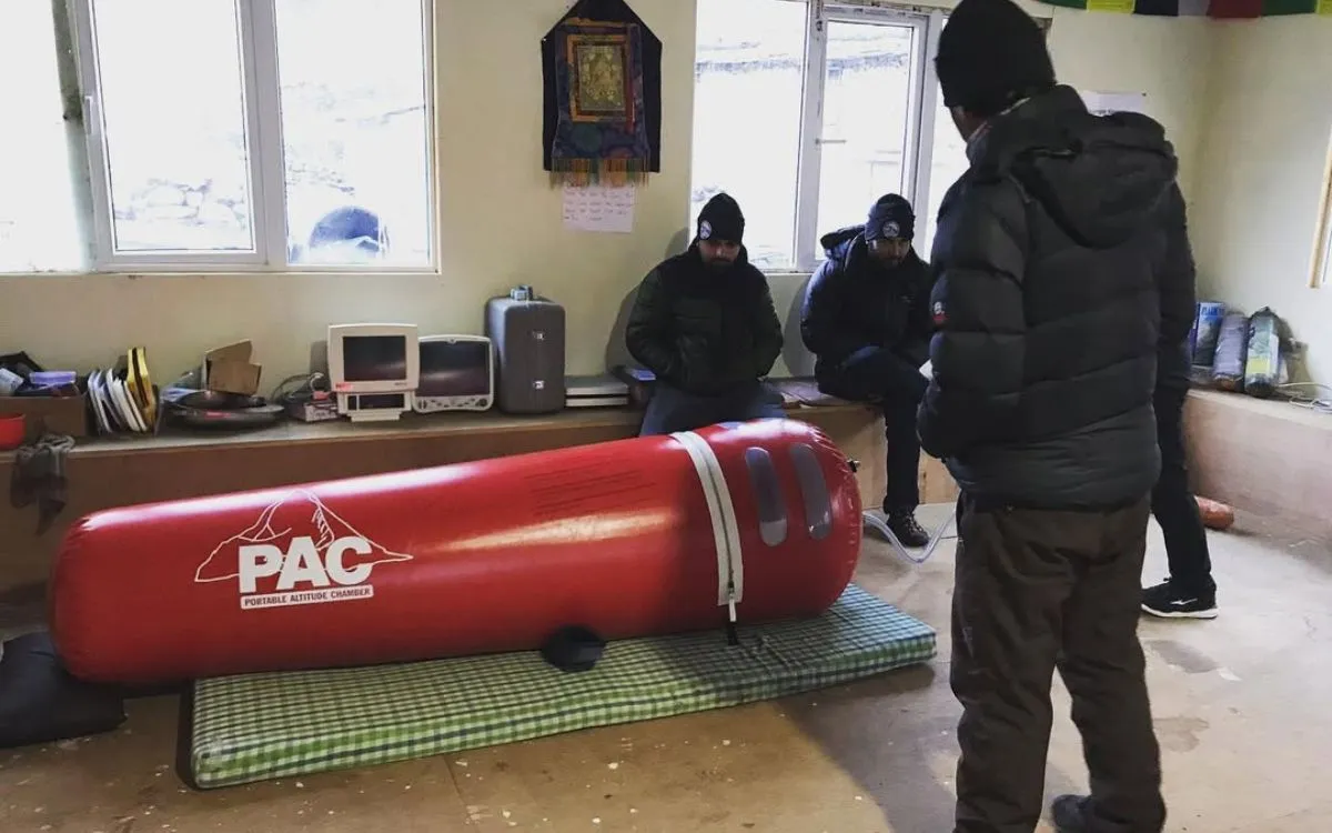 Portable altitude chamber used to treat altitude sickness in the Everest region