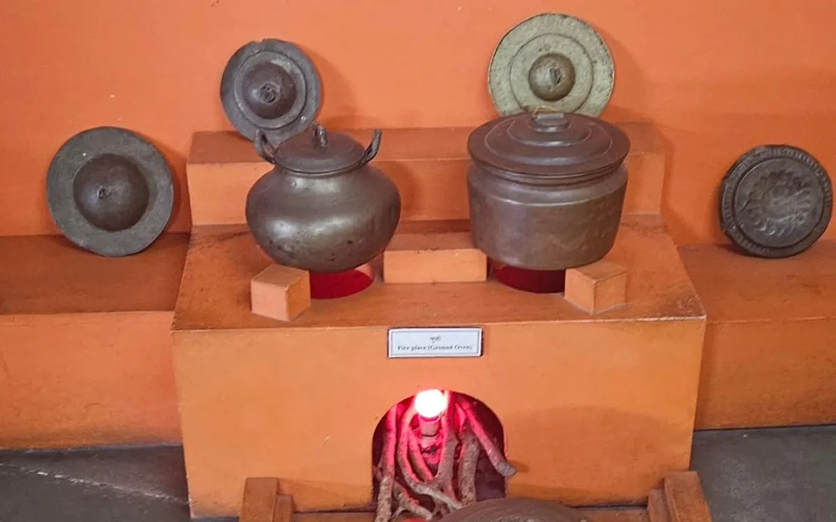  Traditional Nepali brass vessels and plates display at International Mountain Museum