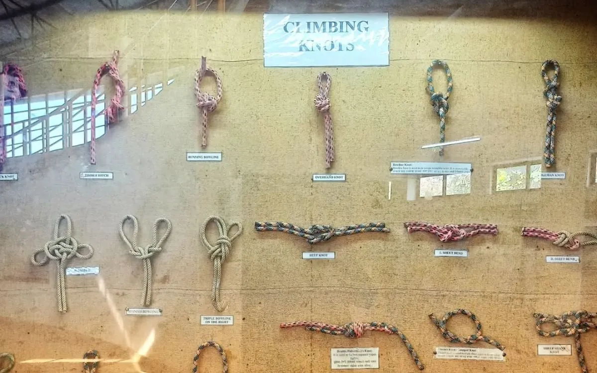Historic climbing knots and ropes exhibit at Mountain Museum Pokhara
