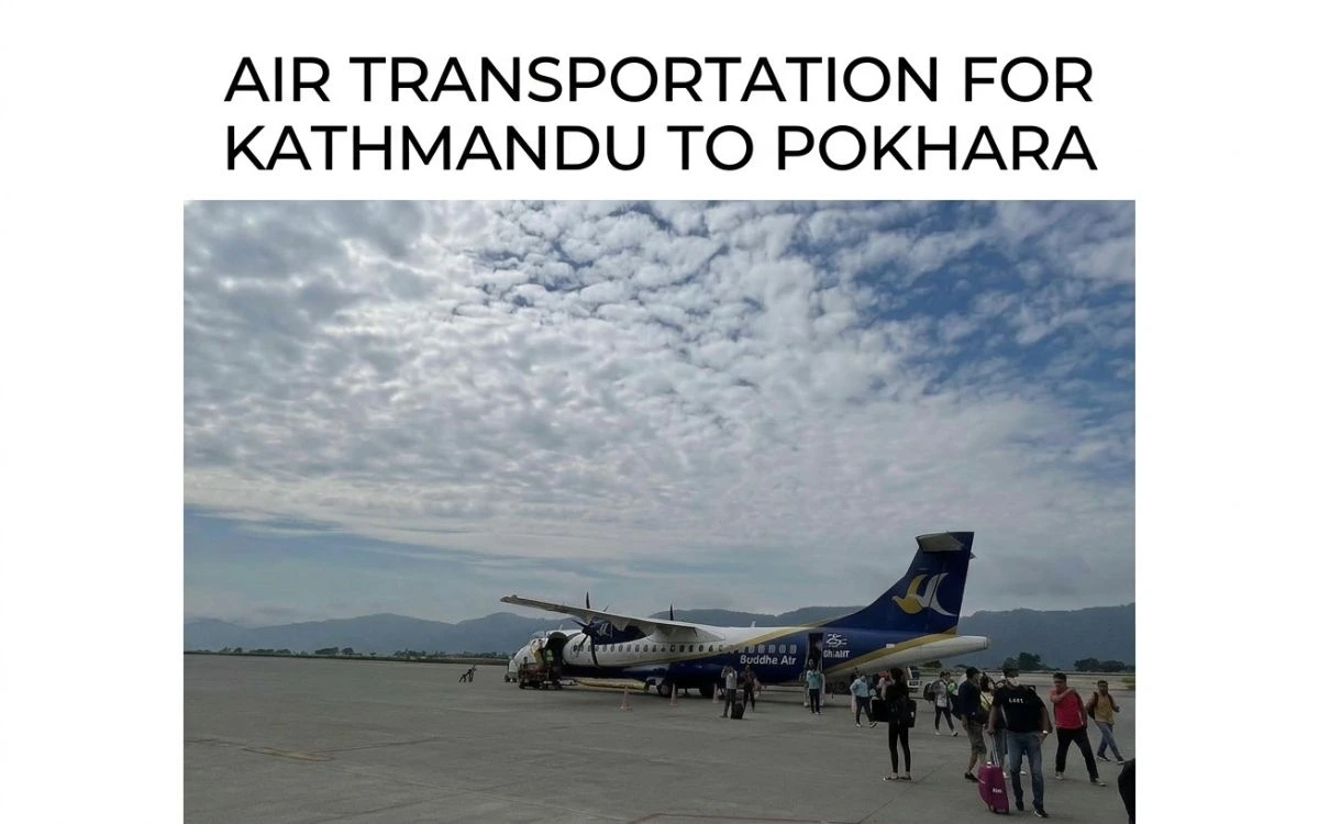 Passengers boarding a domestic flight from Kathmandu to Pokhara on the airport tarmac