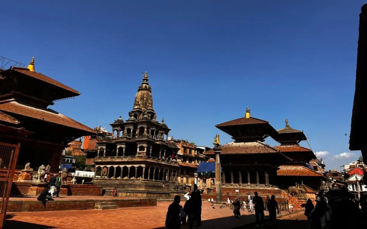 Patan Durbar Square main courtyard with ancient temples and palaces