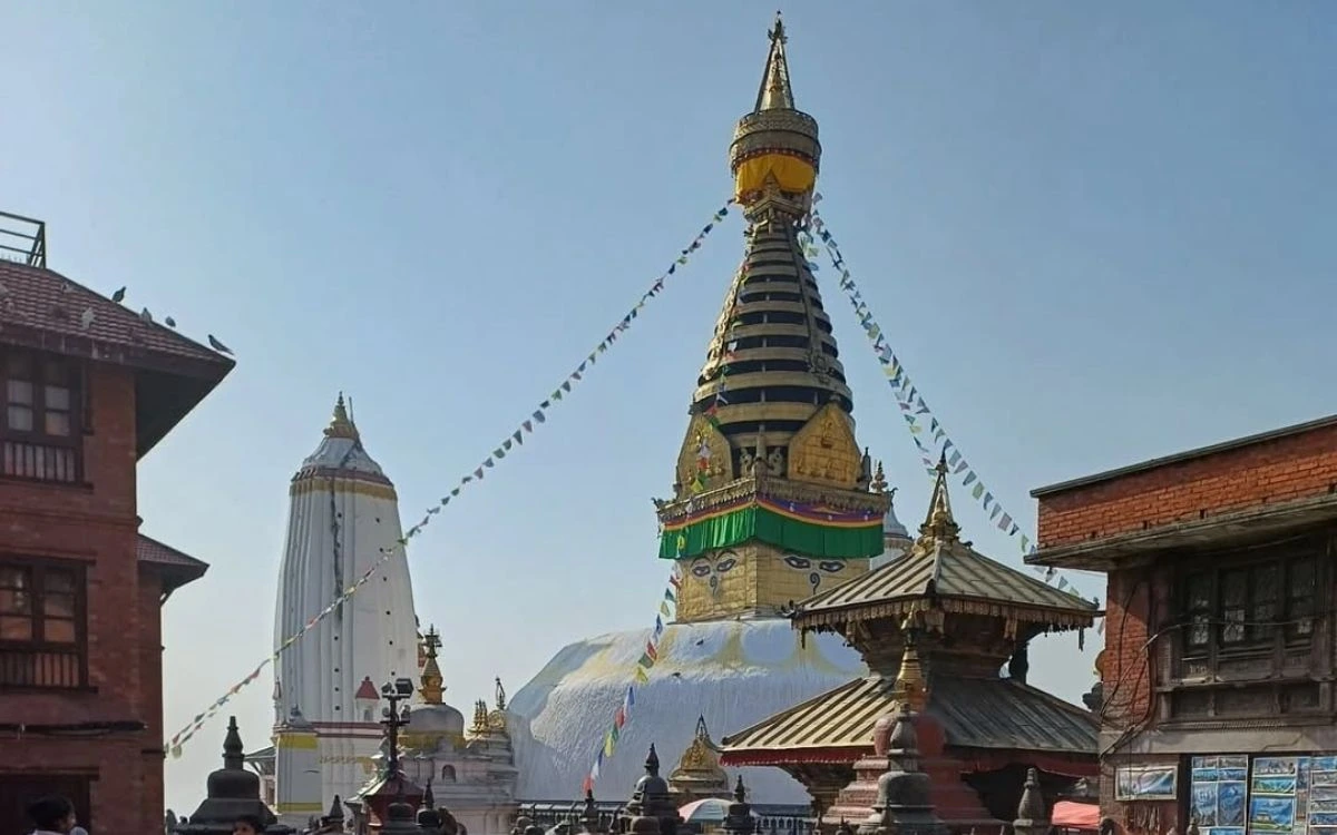 View of Swayambhunath Stupa, a Buddhist heritage site in Kathmandu