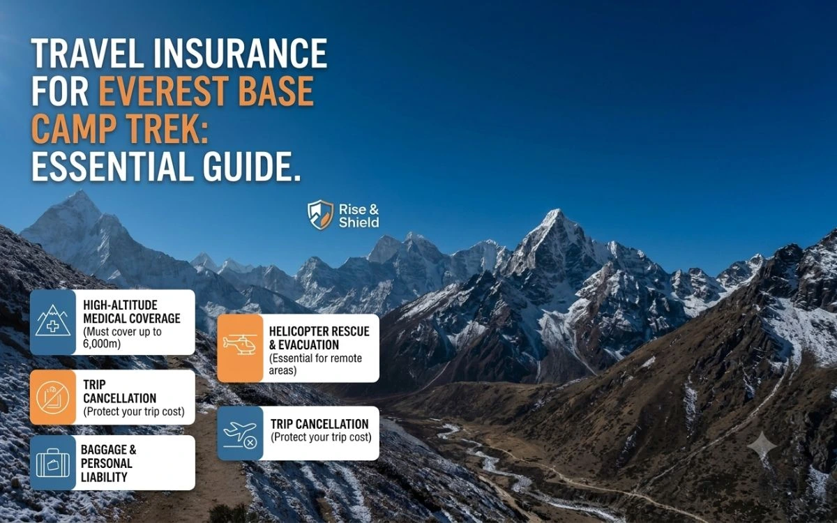 Infographic on travel insurance coverage for the Everest Base Camp trek