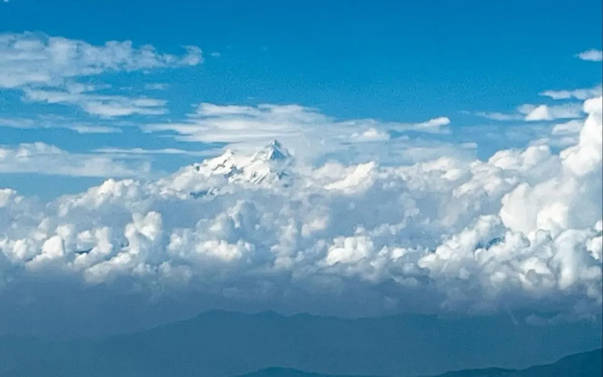 Snow-capped Himalayan peak visible from Chandragiri Hills