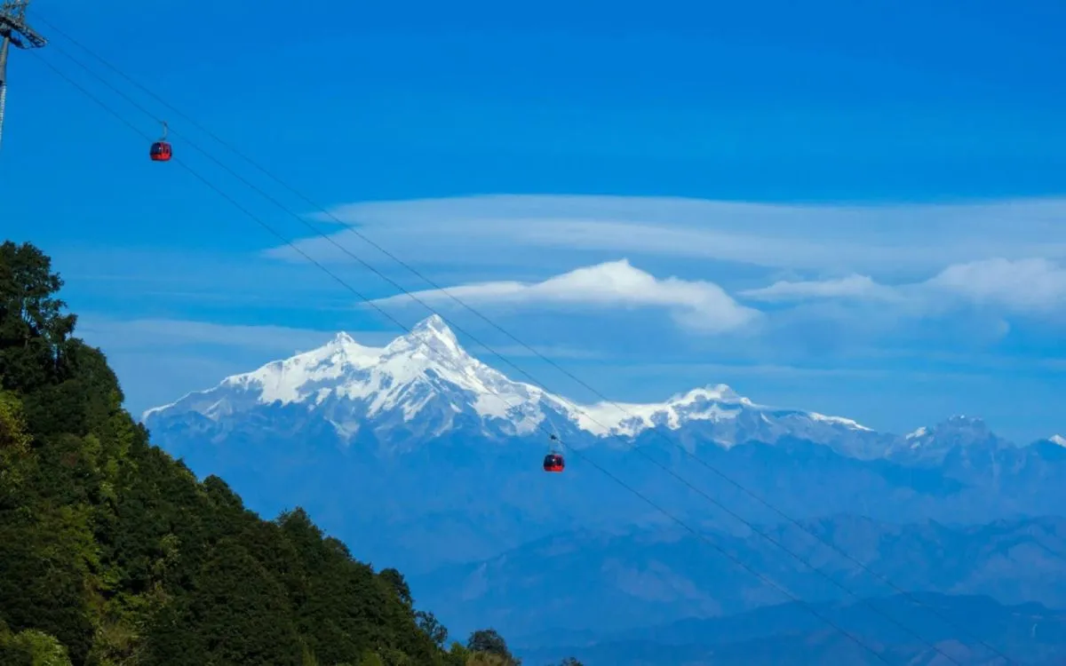 Chandragiri cable car with Himalayan mountain views in Nepal