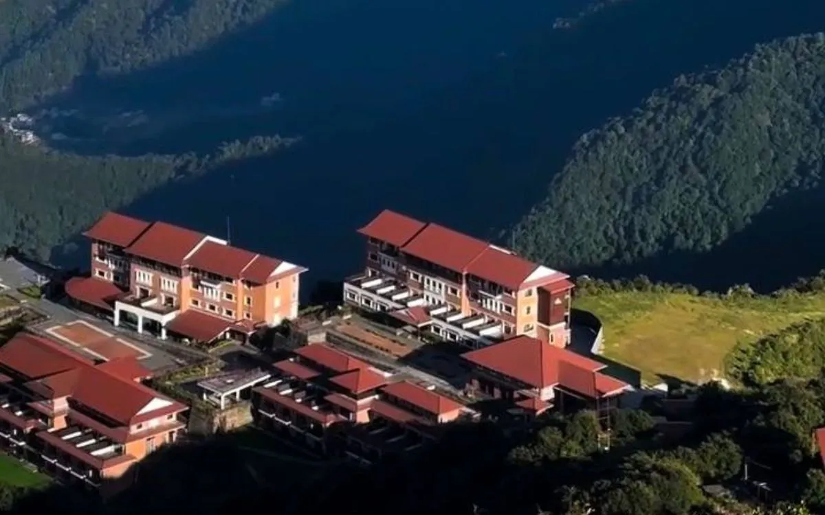 Aerial view of Kathmandu Valley and Chandragiri Resort from Chandragiri Hills