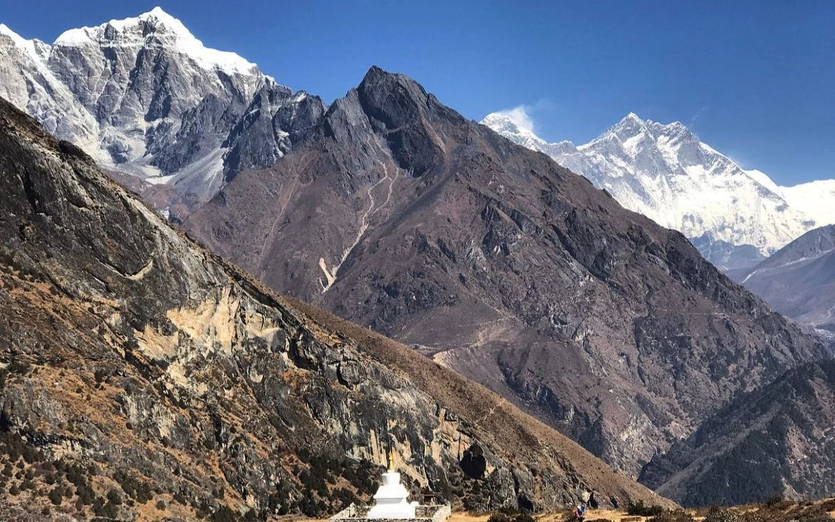 Everest region trekking route showing glaciers vulnerable to climate change