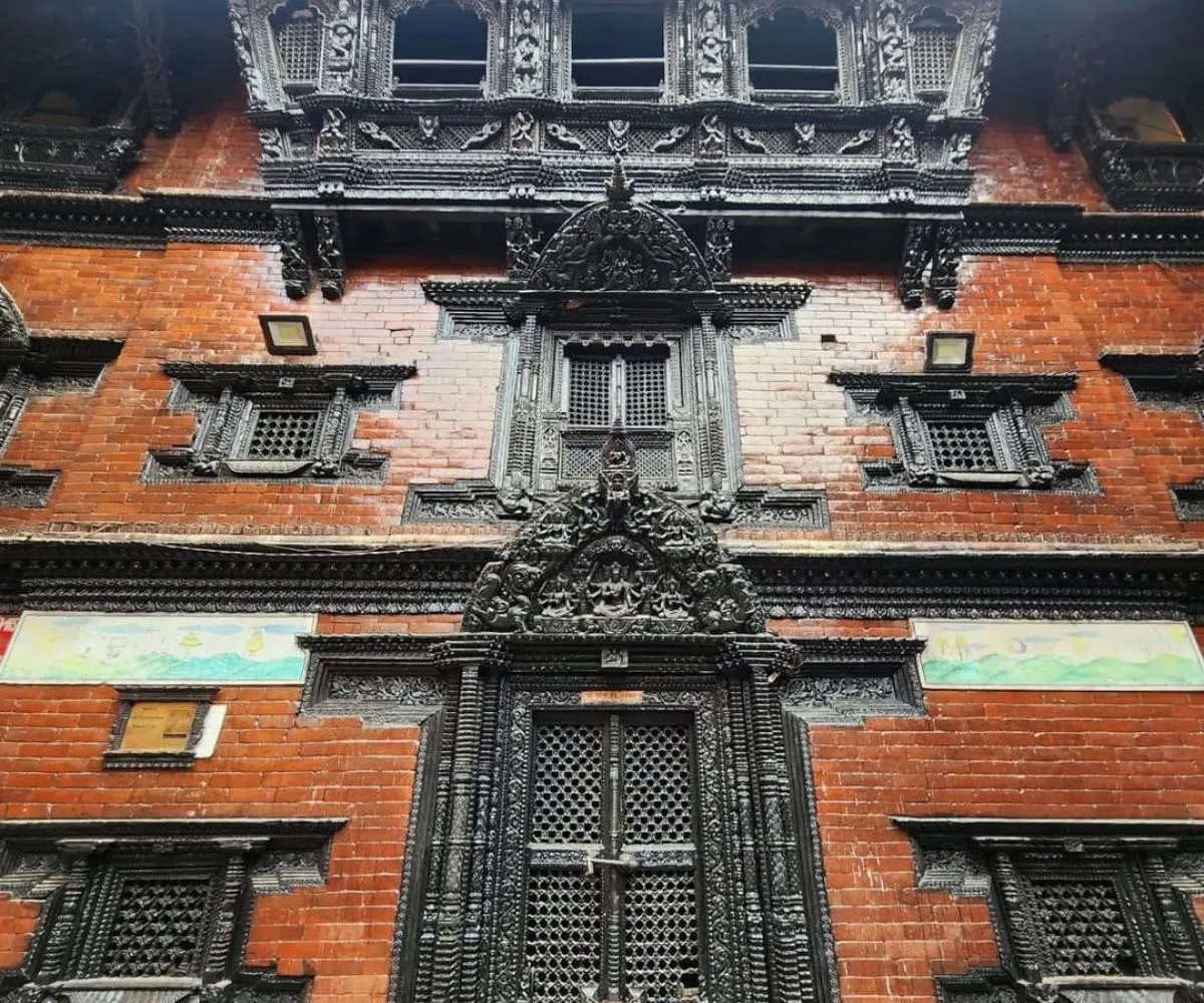 Intricate wooden windowdoor carvings of Kumari Ghar